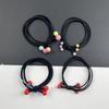 Lazo de Cereza Tamaño de Cabeza Rojo Cuenta Anillo para el Cabello 6 Cuentas Estilo Coreano Cuerda para el Cabello Tres en Uno 6 Ligas de Goma de Alta Elasticidad Accesorios para el Cabello Cuerda para el Cabello