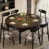 Mesa y Sillas de Comedor de Madera Maciza Estilo Mid-Century Extensible Doble Uso Lujo Ligero Retro Francés Americano Mesa de Comedor para Hogar Apartamento Pequeño