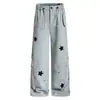 Calça Jogger Retro Americana Solta de Perna Reta Estrela Unissex Street Casual Wide-Leg Esportiva Dança Calças 2026