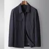 Chaqueta para Hombre 2025 Otoño e Invierno Nuevo Estilo Chaqueta con Solapa y Cremallera para Jóvenes y de Mediana Edad, Abrigo de Trabajo de Lujo Casual de Negocios