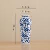 Jarrón de porcelana azul y blanca de la época medieval de Shumen con flores secas, adornos florales para la sala de estar y el comedor, decoración con un toque moderno.