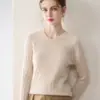 Suéter Novo de Cashmere 100% para Mulheres Outono e Inverno, Gola Redonda, Espessado, Solto, Suéter Quente, Tricô Trançado Versátil Top Básico