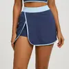 Falda de Yoga de Línea con Diseño Falso de Dos Piezas, Anti-Exposición, Bolsillos Integrados, Falda Deportiva de Fitness