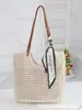 Bolso de Paja Tote, Nuevo Bolso de Playa Simple y Versátil, Bolso Tejido a Mano de Gran Capacidad Estilo Vacacional, Bolso Hueco para Viajes