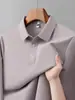 Camisa Polo de manga larga para hombre, color liso, corte ajustado, diseño no holgado, tejido de malla transpirable, adecuada para ropa business casual