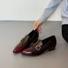Mocasines Profundos Estilo Francés Inspiración Británica para Mujer de Piel de Vaca con Hebilla de Cinturón, Tacón Grueso, Corte Profundo, Sensación de Alta Gama, Adecuados para el Trabajo, Elegantes Zapatos de Piel