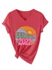 Senior 2027 Amazon Ebay Sitio Independiente Moda Elegante Camiseta de Manga Corta con Cuello en V para Mujer Camiseta Básica Exportación