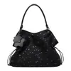 Bolso Tote de Moda Estilo Coreano de Gran Capacidad, Bolso Tote Versátil Nuevo de Tela Bordada con Estrellas, Bolso de Hombro Cruzado de Nicho