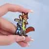 Broche fofo de desenho animado coelho xerife e seu amigo raposa moda criativa acessórios para roupas bolsa distintivo