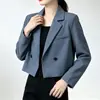 Conjunto estilo francês, tamanho petite, top curto moderno e que rejuvenesce para primavera e outono, blazer elegante para mulheres, novo e popular estilo 2026