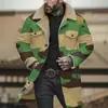 Chaqueta Larga de Algodón Marrón con Botones Blancos, Producto Nuevo Digital de Impresión 3D Multicolor Transfronterizo Europeo y Americano