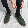 Zapatos de Cuero de Punta para Hombre Británico Estilo Coreano Combinación con Todo Zapatos de Frijol Escarchados Slip-on Zapatos Lefu de Moda Cubre Zapatos de Hombre
