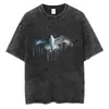 Camiseta de Línea Garabateada Gráfico Creativo de Graffiti Algodón Corto