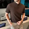 Camisa Polo Masculina Amazon Cross-Border com Gola Alta T-Shirt Masculina Lisa Casual Leve Luxo Verão Roupas Masculinas Atacado de Alto Padrão