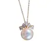 Accesorios DIY Base de plata de ley S925 para colgante de perla, base de plata para colgante exquisita y elegante, producto semiacabado 11-12 mm
