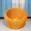Cadeira de lazer preguiçosa de Rattan para hotéis e pousadas, assento individual de vime natural trançado à mão para espaços pequenos