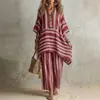 Moda Femenina Europea y Americana Nueva de Verano 2026: Conjunto de Ropa de Trabajo Elegante y Casual, Atuendo Rayado Elegante para el Día a Día