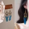 Pendientes de Borlas Estilo Étnico Exótico Pluma de Hada Pendientes Bohemios Vintage para Fotografía de Viajes Retro Artístico