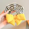 Diadema de tela dulce a rayas con lazo grande para el pelo (tipo intestino grueso) para niñas, Cuerda para el pelo de tela dulce, Accesorio para el pelo de niña para coleta, No daña el pelo