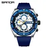 Reloj de Cuarzo para Hombre de Moda Popular Transmisión en Vivo Marca Sanda Casual y Versátil Tres Ojos Seis Agujas Luminoso Resistente al Agua Reloj para Hombre