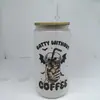 Copo Mason Jar de Vidro 16oz para Cerveja Cola Água com Logotipo Personalizado de Natal em Estoque Transfronteiriço Sublimação