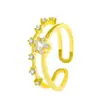 Anel Estrela Duplo Simples Europeu e Americano Feminino Moda Ins Elegante Zircônia Microincrustada Estrela de Cinco Pontas Anel Aberto para Dedo