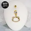 Piercing de ombligo de aleación de titanio G23 y acero inoxidable con diseño de gato de dibujos animados, superventas transfronterizo europeo y americano, anillo de ombligo con cabeza de gato, venta al por mayor