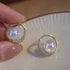 Brincos de tarracha com pérola e zircônia para mulheres, brincos com pino de prata 925, design de nicho, brincos de alta qualidade e elegantes, fornecimento de fábrica no atacado