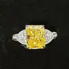 Anillo de Diamante de Alto Carbono S925 Europeo y Americano Explosiones en Vivo Femeninas Cara de Corte Flor de Hielo Seiko Anillo de Diamante Incrustado Completamente Uso Diario