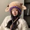 Gorro de Cerdo Lindo de Dibujos Animados Peludo para Otoño e Invierno, Cálido y a Prueba de Frío, Gorro Forrado de Felpa, Gorro de Felpa Protector Grueso