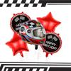 Nuevo traje de globo de película de aluminio de carreras, casco de motocicleta con bandera de dibujos animados, globo de decoración para fiesta de cumpleaños infantil