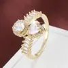 Anillo Ajustable con Forma de Corazón Incrustado con Circonita, Dulce y de Moda, Exquisito y de Alta Gama, Venta Directa del Fabricante, Exclusivamente para Suministro Transfronterizo