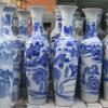 Jarrón de cerámica Jingdezhen pintado a mano en azul y blanco, gran figura, para suelo, adorno decorativo para sala de estar, hotel