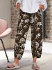 2026 Nuevos Pantalones Anchos de Amazon Sueltos Casuales de Algodón y Lino Estampados con Bolsillo Cintura Elástica Pantalones Cortos para Mujer en Stock