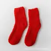 Calcetines Pantufla de Felpa Suave para Mujer Amazon Calcetines para Dormir en Casa Calcetines de Forro Polar Coral Calcetines de Color Caramelo de Media Pantorrilla Transfronterizo