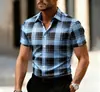 Camisas casuales de manga corta transfronterizas, nueva moda a cuadros para hombre, disponibles exclusivamente en plataformas independientes de TK