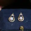 Accesorios DIY Base de arete de perla calabaza de plata de ley S925, base de arete de plata exquisita y compacta para mujer, producto semiacabado 5-7 mm
