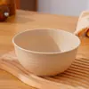Tazón de Paja de Trigo Resistente a Caídas Doméstico para Niños Tazón de Arroz Plástico Antideslizante Tazón para Sopa Tazón para Fideos Instantáneos Juego de Cucharas Tazón Grande Vajilla