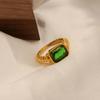 Anillo de circonita cuadrada con diseño de nicho de moda retro europea y americana, de acero inoxidable chapado en oro de 18 quilates, geométrico y combinable.