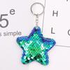 Llavero de lentejuelas reversibles reflectantes de estrella de cinco puntas, llavero colgante para bolso de lentejuelas al por mayor, decoración navideña al por mayor