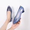 Beijiang Wolf Rain Shoes Impermeável Mulheres Verão Plástico Salto Grosso Sapatos de Borracha Antiderrapante Moda Salto Alto Pontiagudo Primavera e Outono Sapatos Únicos Aumentando a Rede