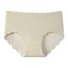 Ropa Interior Transfronteriza de Talla Grande para Mujer, Seamless de Seda Helada de una Pieza con Borde Ondulado Cómodo Transpirable Sedoso Bragas de Cintura Media