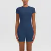 Conjunto de ropa de yoga y running para exteriores, estilo europeo y americano, transpirable, de manga corta, cintura alta, corte ajustado