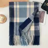 Estilo Novo Outono e Inverno Cachecol de Cashmere Sintético Moda Simples Xadrez Aquecedor de Pescoço Espesso Decoração de Roupa Externa Borlas Xale
