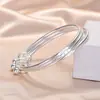 Encontro Três Vidas Três Mundos Pulseira Banhada a Prata Feminina Fechada Sólida Três Anéis Sino Pulseira de Dia dos Namorados Joias da Moda Atacado