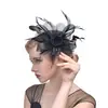 Malla de boutique tocado de plumas para banquete foto personal sombrero de plumas hecho a mano accesorios para el cabello tocado de plumas