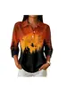 Novo Modelo 2026 para Plataformas de E-commerce Independentes, Amazon Transfronteiriço Estilo Europeu Casual Americano Camisa Polo MB14 de Manga Longa com Botões Halloween