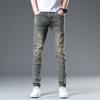 Xintang Roupa Masculina 2025 Verão Novos Jeans Marca de Moda Slim Fit Nove Pontos Perna Stretch Casual Calças Compridas Masculinas