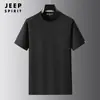 JEEP SPIRIT Camiseta de Manga Corta de Algodón Puro para Hombre Ropa de Verano Sudadera Cuello Redondo Bolsillo Superior Casual