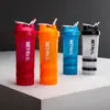 Caja de polvo de tres capas vaso agitador vaso mezclador de proteína en polvo vaso de agua de plástico para deportes y fitness con escala vaso para batidos impresión de logotipo